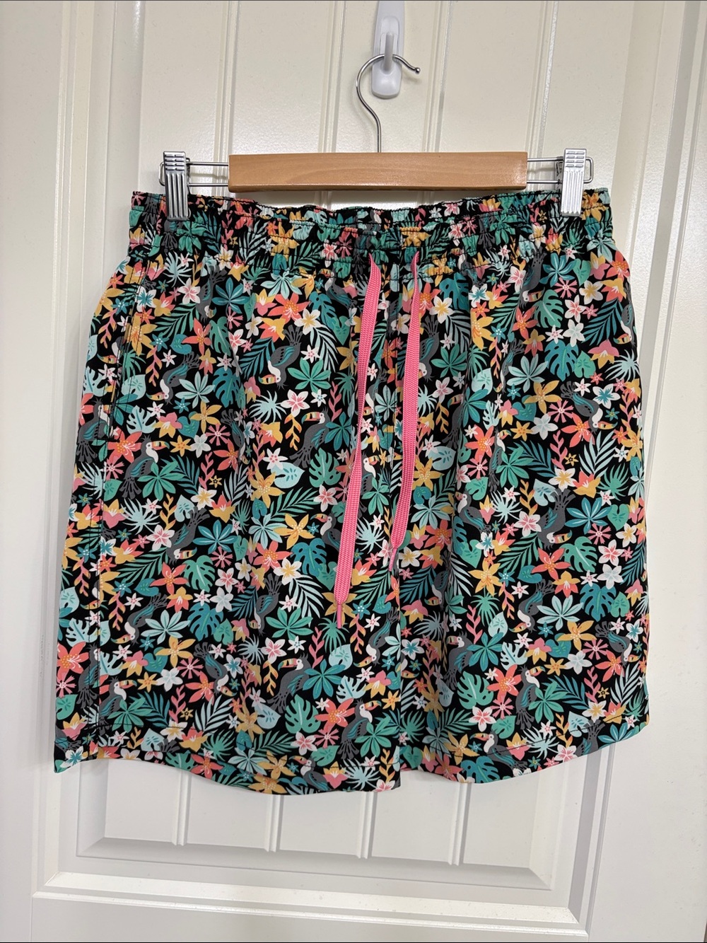 chubbies Men’s Floral Swim Trunks - Black with Teal, Pink & Yellow Print